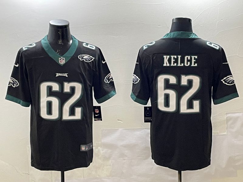 Men Philadelphia Eagles #62 Kelce Black Second generations 2025 Nike Vapor Limited NFL Jersey style 4